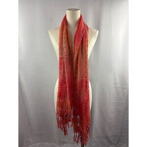 Women’s Orange, Pink, & Salmon Knit & Mesh Scarf